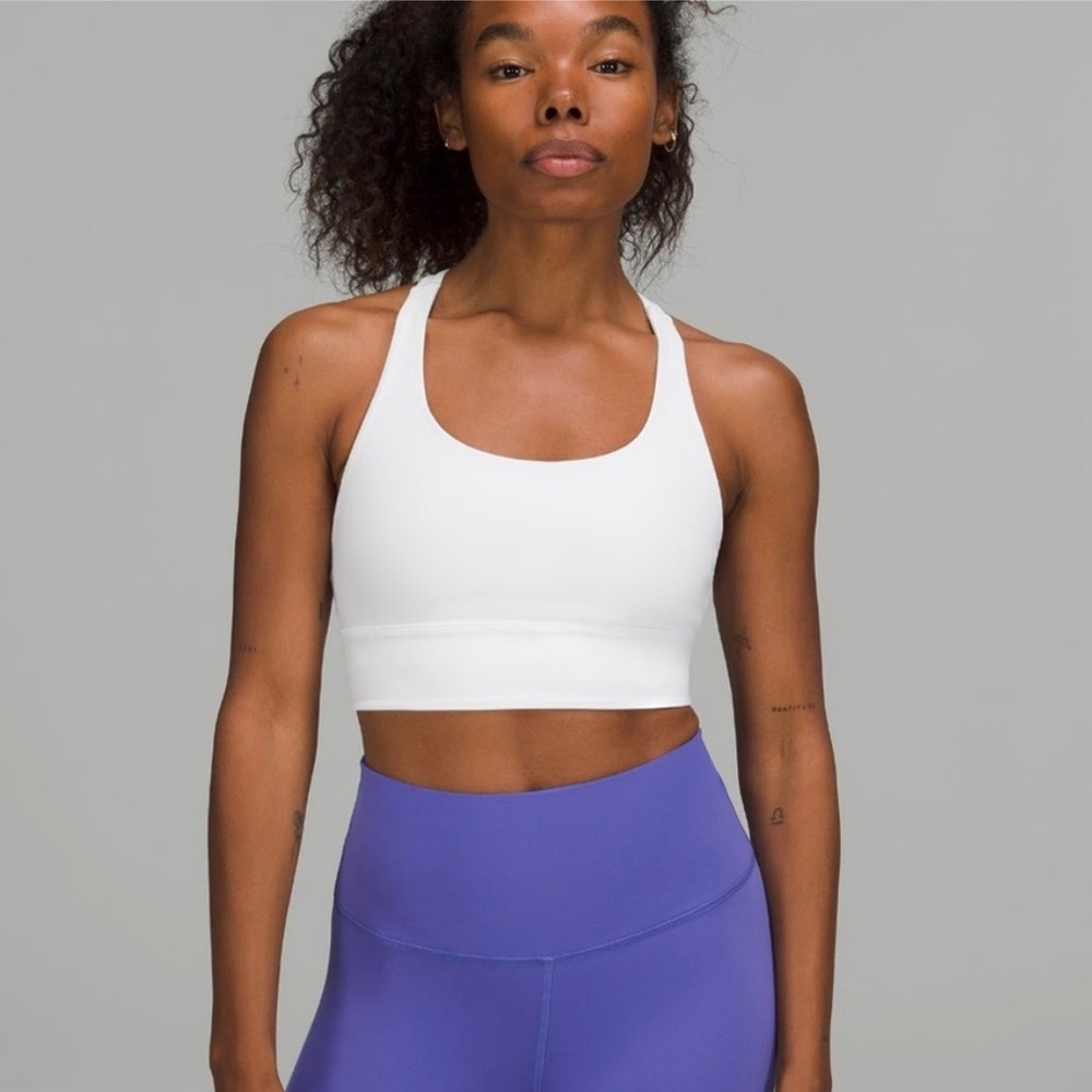 LULULEMON Strappy Padded Solid White Work Out Built In Bra Cropped Tank …